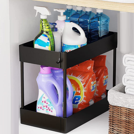 2 Tier Multi-Purpose Under Sink Organizer Shelf Storage Rack for Bathroom and Kitchen