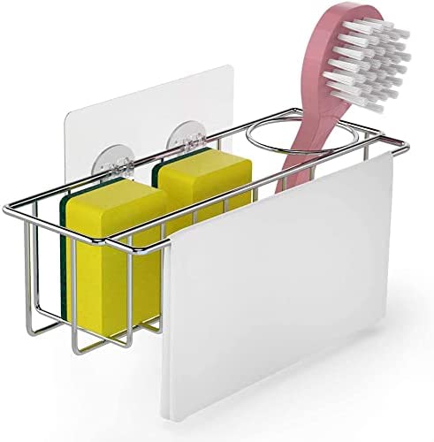 3-in-1 Adhesive Stainless Steel Sink Caddy Organizer Storage for Kitchen  Rustproof