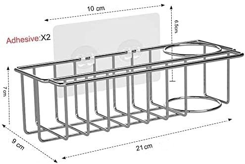 3-in-1 Adhesive Stainless Steel Sink Caddy Organizer Storage for Kitchen Rustproof