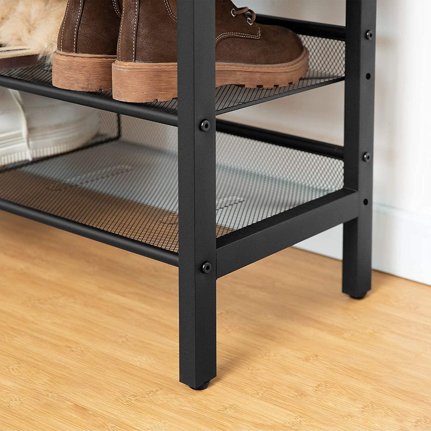 3-Tier Shoe Rack, Industrial Shoe Organizer Storage Bench