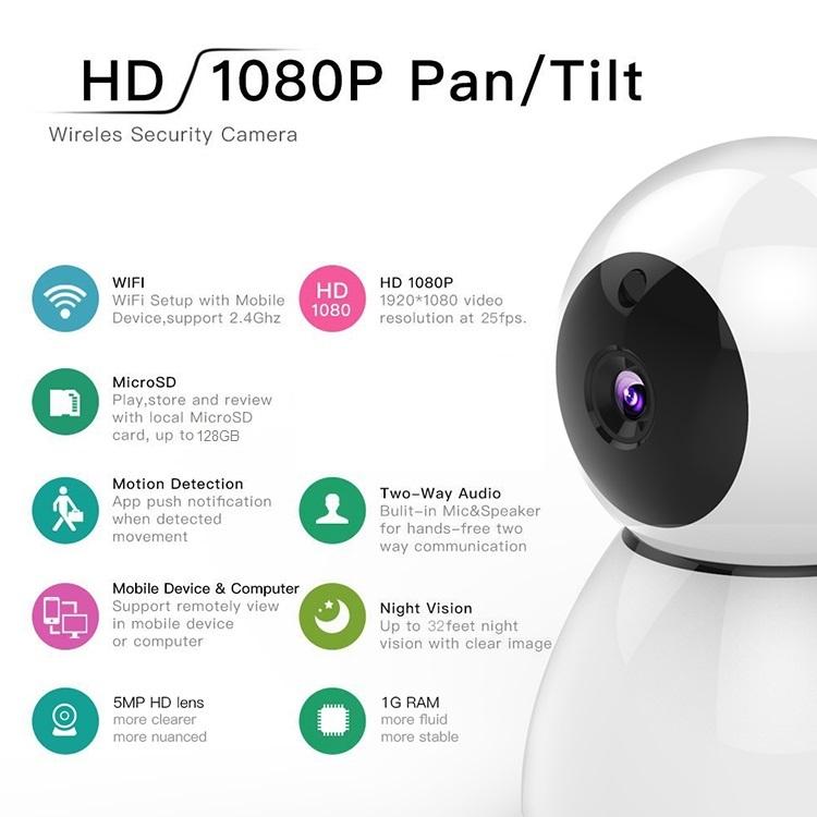 1080P 2MP IP Cameras WIFI Wireless Home Security Camera Surveillance 2-Way Audio CCTV Baby Monitor